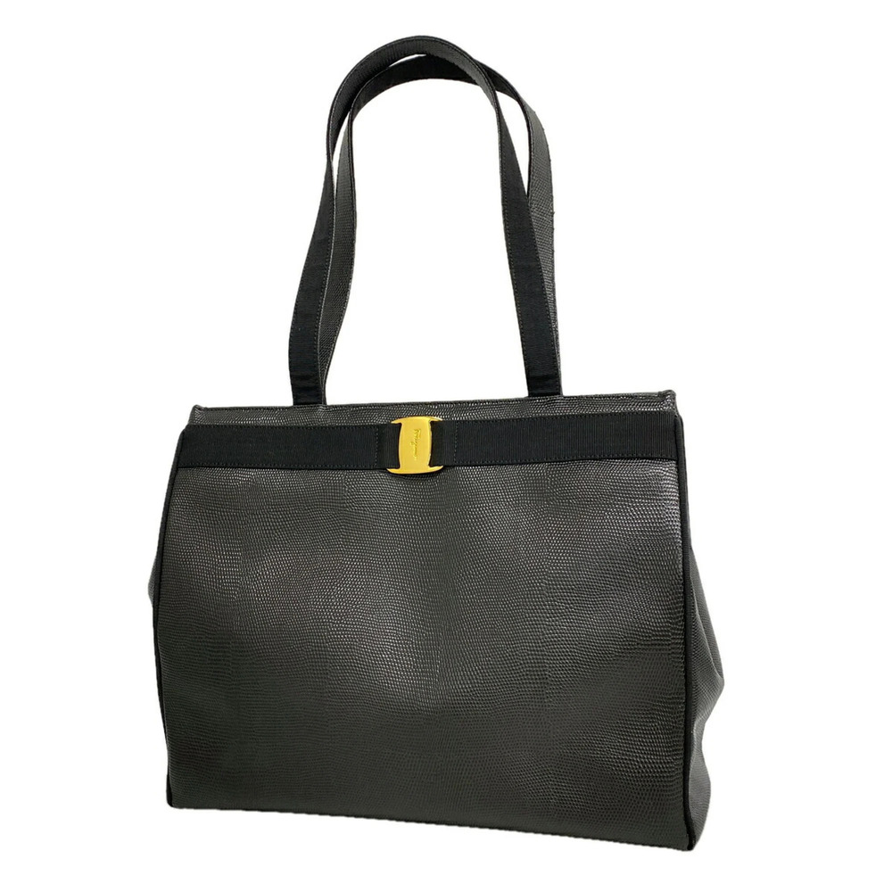Salvatore Ferragamo Vara Leather Tote Bag, Black, Women's